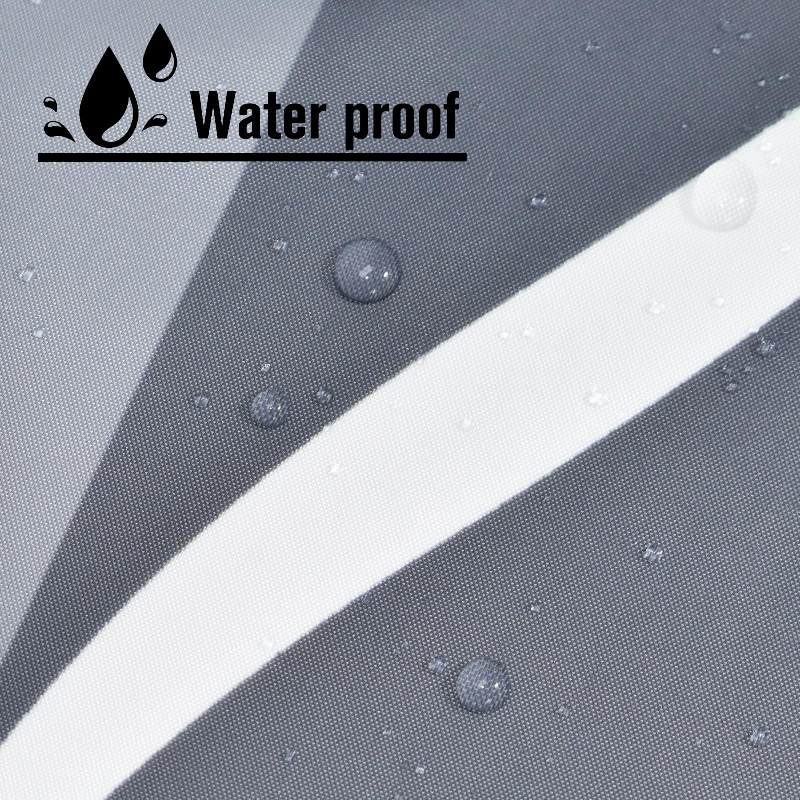 Yiatn Grey Blue No Hook Shower Curtain With Snap In Liner - Hotel Style With See Through Mesh Top Window, Modern Geometric Water